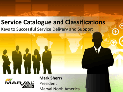 Service Catalogue and Classifications