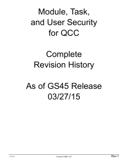 Module, Task, and User Security for QCC Complete Revision History