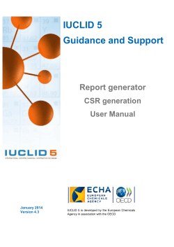 Report Generator User Manual - Part 1 (Principles of CSR