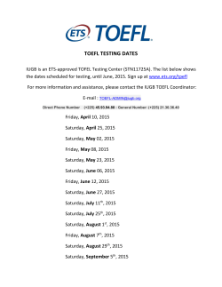 2015 TOEFL Exam Dates