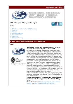 GeoNews April 2015 1. EFG News and News from EFG
