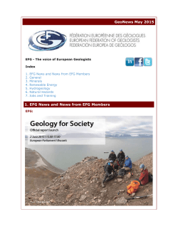 GeoNews May 2015 1. EFG News and News from EFG