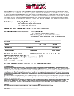 Packet Pick-up: Friday, May 8, 2015 &acirc; 3 pm &acirc; 6 pm Main entrance of
