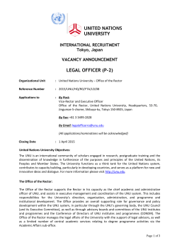 Legal Officer (P-2) - United Nations University