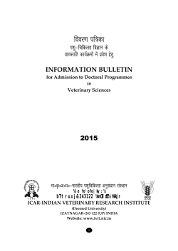 Infomation Bulletin - Indian Veterinary Research Institute