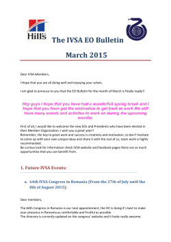 The IVSA EO Bulletin March 2015
