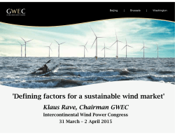 Dr. Klaus RAVE Chairman Global Wind Energy Council