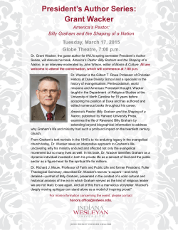 President`s Author Series with Dr. Grant Wacker