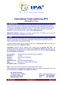 International Youth Gathering 2015 Information Form