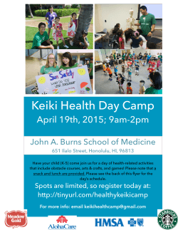 Keiki Health Day Camp - John A. Burns School of Medicine