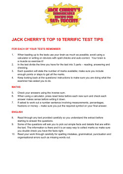 JACK CHERRY`S TOP 10 TERRIFIC TEST TIPS