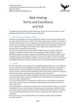 Web Hosting Terms and Conditions and SLA
