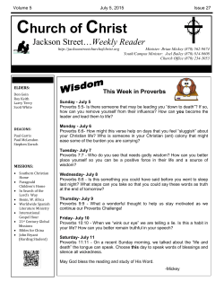 This Week in Proverbs - Jackson Street church of Christ