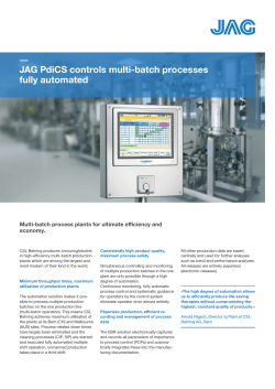 JAG PdiCS controls multi-batch processes fully