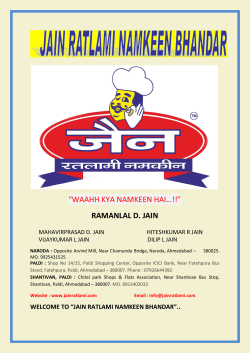 Brochure - Jain Ratlami Namkeen Bhandar