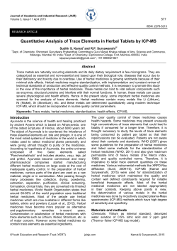 Quantitative Analysis of Trace Elements in Herbal Tablets by ICP-MS