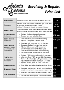 Servicing & Repairs Price List