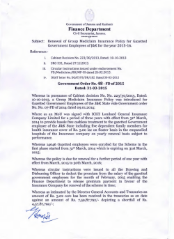 Renewal of Medical Mediclaim Insurance Policy for Gazetted