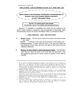 Excise Act - J & K Finance Department