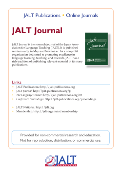 JALT Journal - JALT Publications