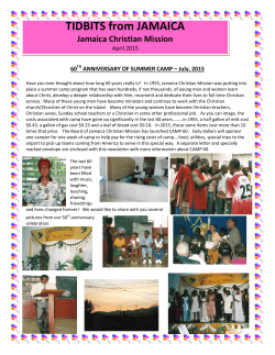 TIDBITS from JAMAICA Jamaica Christian Mission