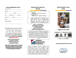 August 23-25, 2015 Camp Registration Form 2015 SE District Teen