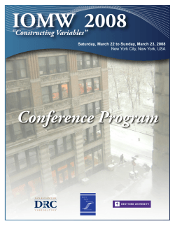 IOMW 2008 Conference Program - Journal of Applied Measurement