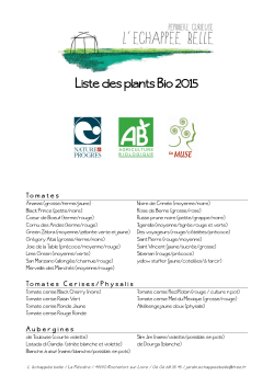 Liste des plants Bio 2015