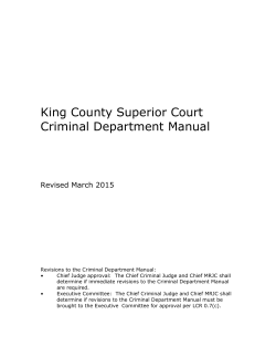 King County Superior Court Criminal Department Manual
