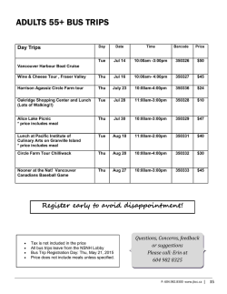 Seniors Bus Trips - John Braithwaite Community Centre