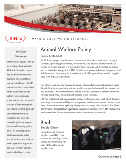 Animal Welfare Policy Beef
