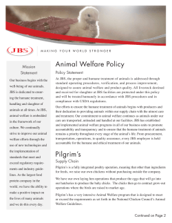 Animal Welfare Policy Pilgrim`s