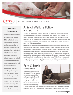 Animal Welfare Policy Pork & Lamb