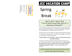 Passover/Spring Break Vacation Camp April 3 and April 6
