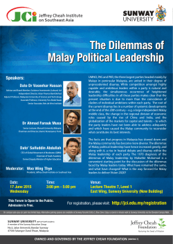 JCI Forum 17062015 - Dilemmas of Malay Political Leadership