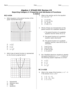 Algebra 1 STAAR EOC Review #2