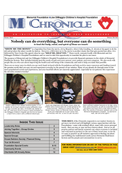 Spring 2015 Chronicle - Joe Dimaggio Children`s Hospital Foundation