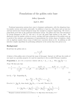 Foundations of the golden ratio base