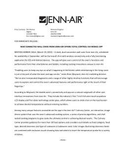 FOR IMMEDIATE RELEASE: NEW CONNECTED WALL - Jenn-Air