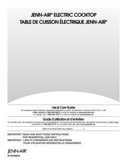 JENN-AIRÂ® ELECTRIC COOKTOP TABLE DE CUISSON