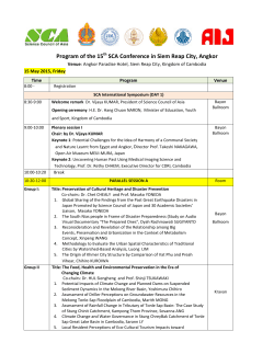 Program of the 15 SCA Conference in Siem Reap City, Angkor