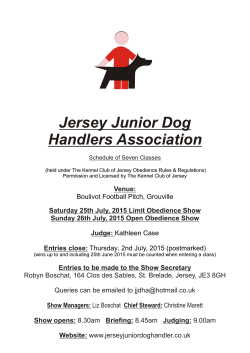 Schedule - Jersey Junior Dog Handlers