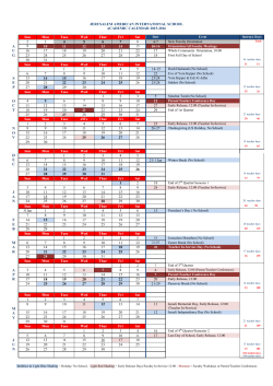 JAIS Academic Calendar 2015-2016