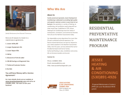 Residential Preventative Maintenance Program