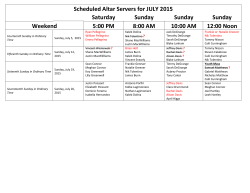Scheduled Altar Servers for JUNE 2015 Saturday Sunday Sunday