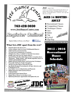 2015 - 2016 Recreational Dance Schedule Ages 14 Months