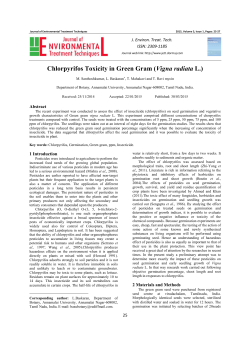 Chlorpyrifos Toxicity in Green Gram (Vigna radiata L.)