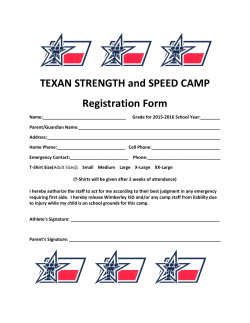 TEXAN STRENGTH and SPEED CAMP Registration Form