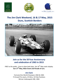 Join Us for The Jim Clark Weekend 16 & 17 May, Duns, to celebrate