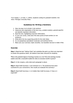 Guidelines for Summarizing